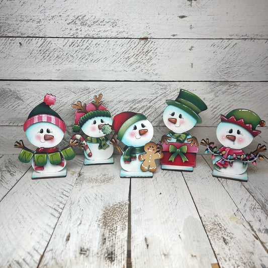 Set  pupazzi di neve  natalizi con piedistallo Out of the Wood
