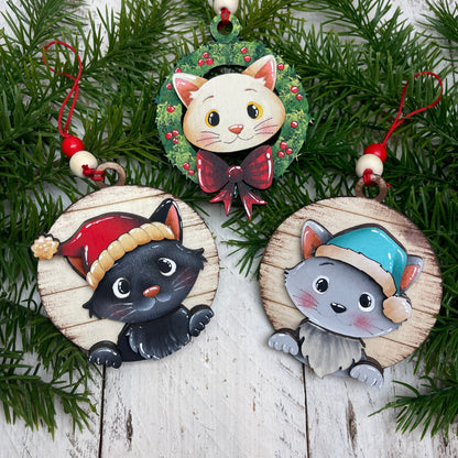 Ornament Sweet Christmas kitty Out of the Wood