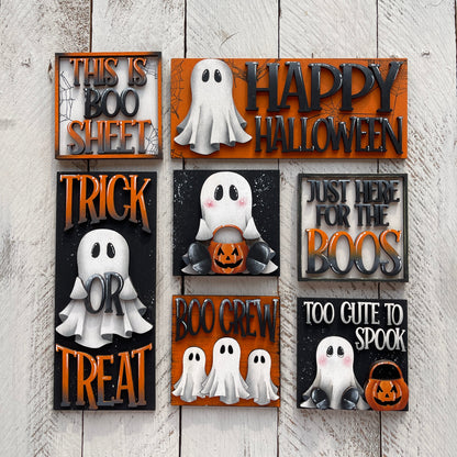 Set fantasmi Halloween inserti quadrati grandi 10x10 Out of the Wood