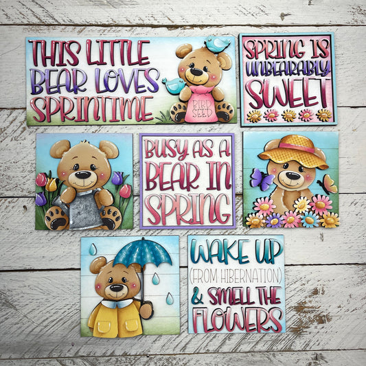 Set orsi primavera inserto quadrati grandi 10x10 Out of the Wood