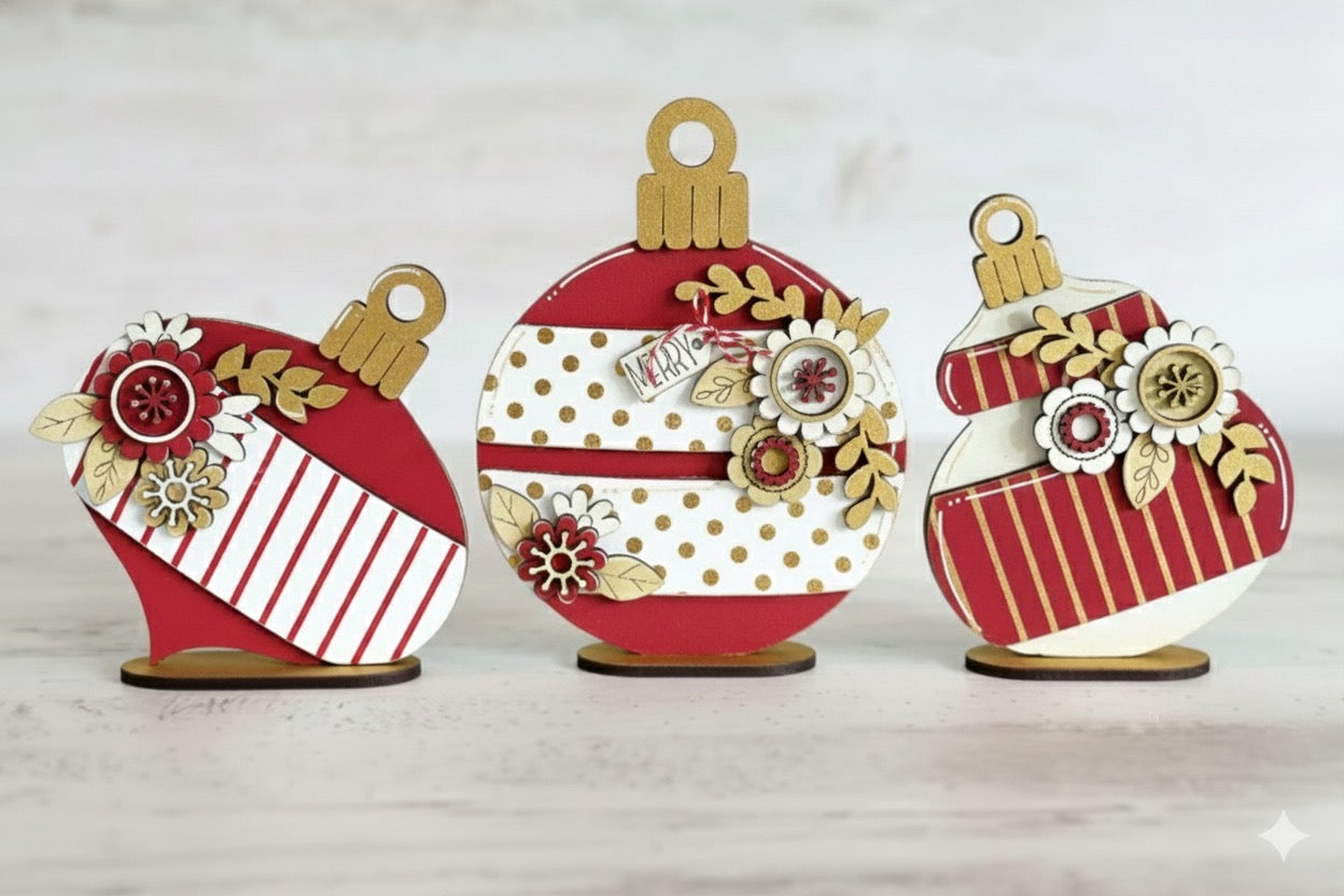 (Copia) Kit Christmas ball flower ornament Out of the Wood