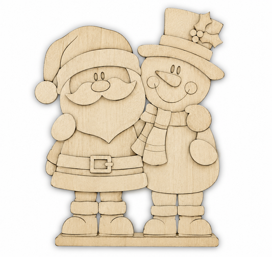 Santa e snowman Hugs Out of the Wood