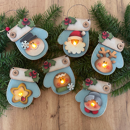 Christmas light gloves ornament Out of the Wood