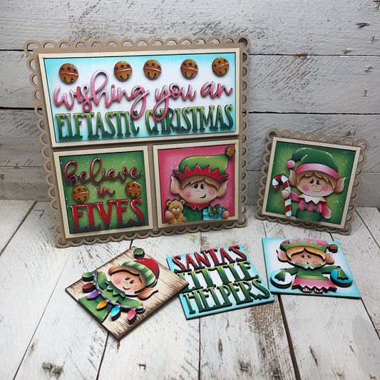 Set elfi natalizi inserti quadrati grandi 10x10 Out of the Wood