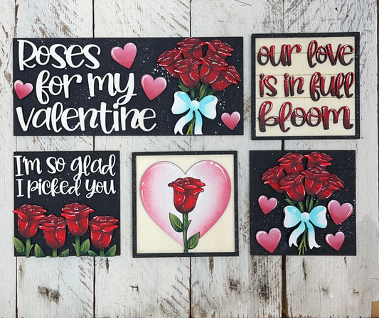 Set rose San Valentino  inserto quadrati grandi 10x10 Out of the Wood