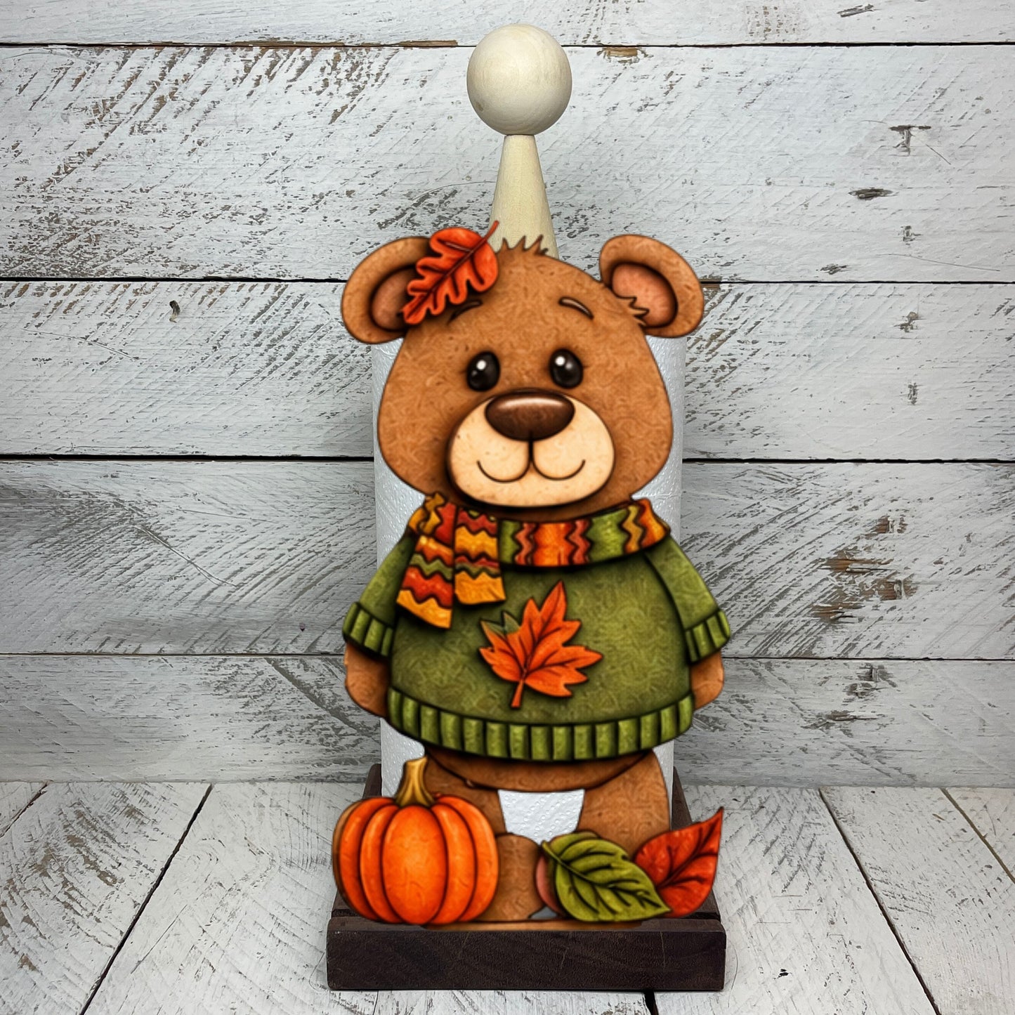 Sagoma orso  con maglione autunnale per portascottex Out of the Wood