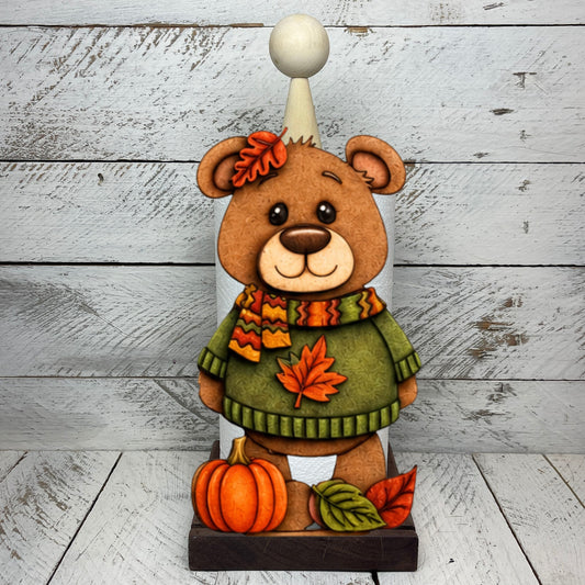 Sagoma orso  con maglione autunnale per portascottex Out of the Wood