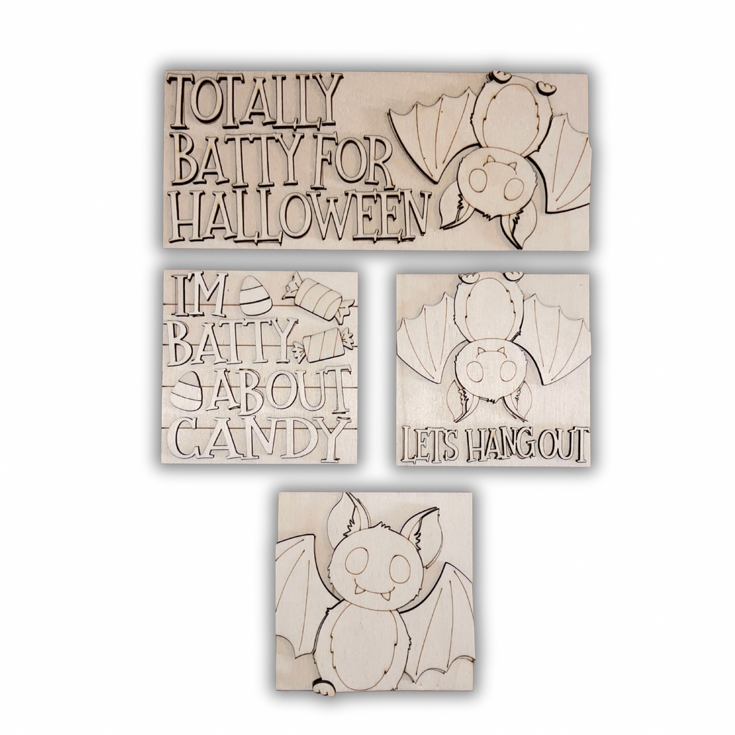 Set pipistrelli inserti quadrati grandi 10x10 Out of the Wood