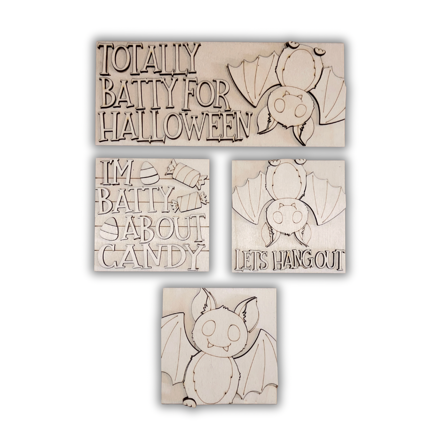 Set pipistrelli inserti quadrati grandi 10x10 Out of the Wood