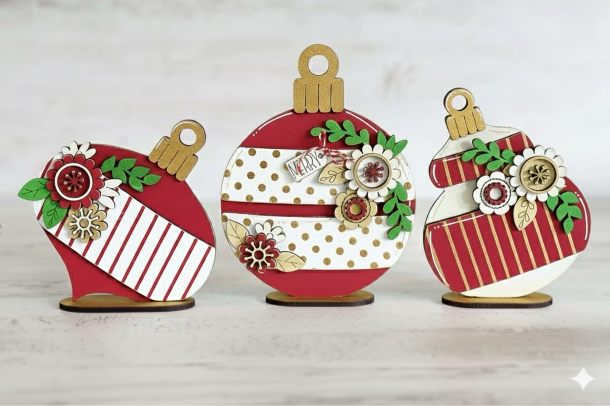 (Copia) Kit Christmas ball flower ornament Out of the Wood