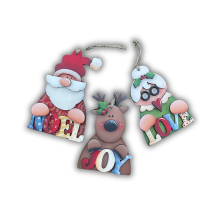 Noel Joy Love ornament Out of the Wood