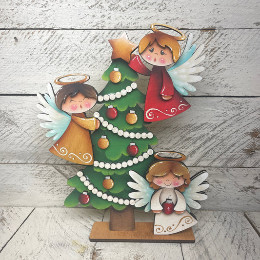 Angeli con albero di Natale Out of the Wood
