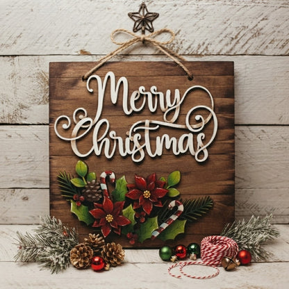 Fuoriporta  Merry Christmas stella di Natale Out of the Wood