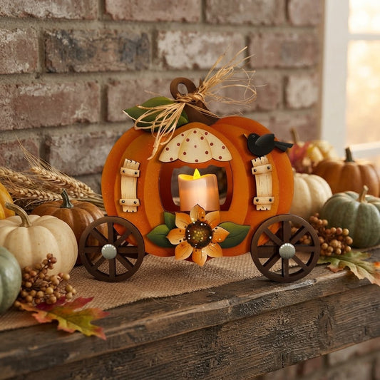 Pumking carriage tea light Out of the Wood