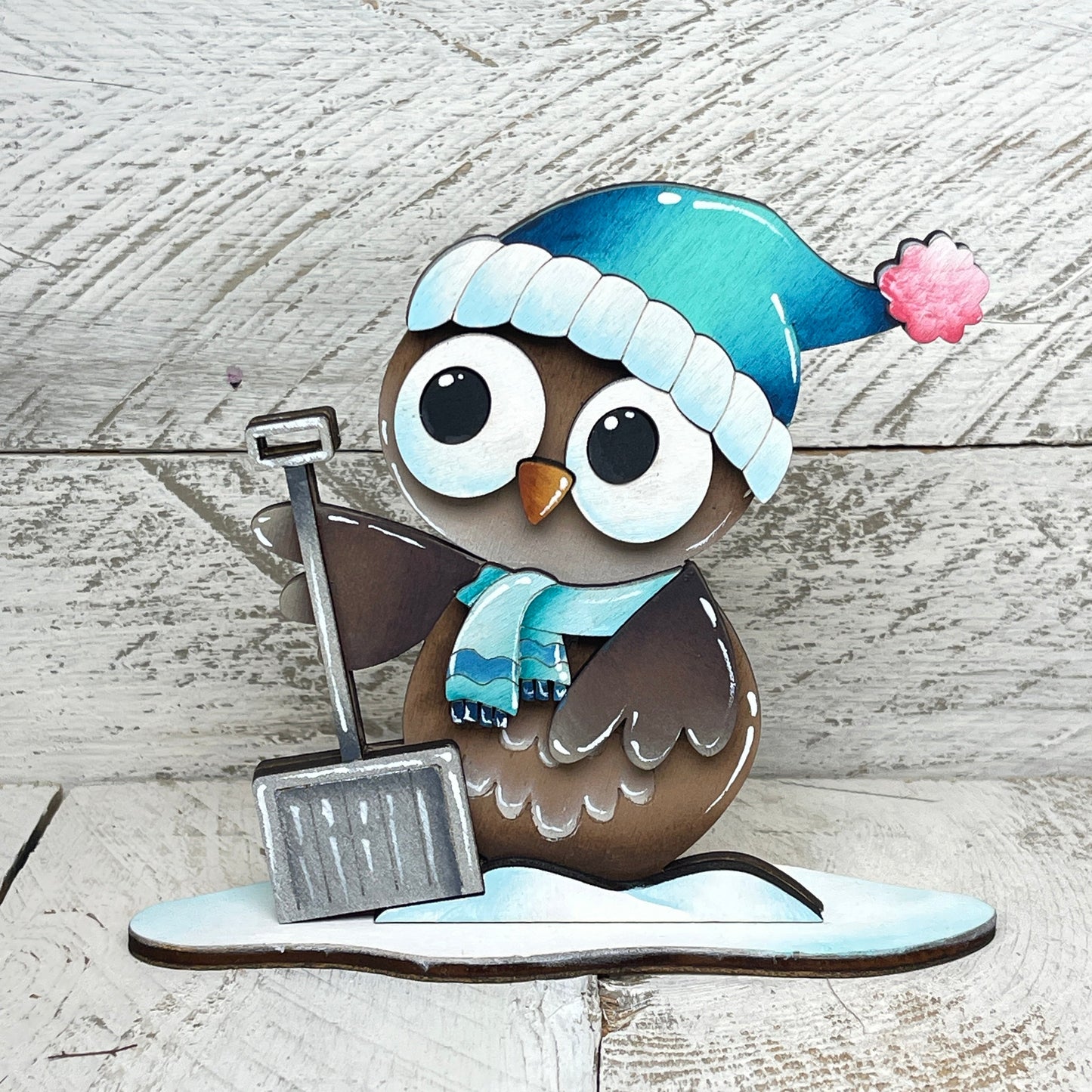 Gufi invernali con piedistallo Out of the Wood