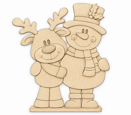 Rudolph e snowman Hugs Out of the Wood