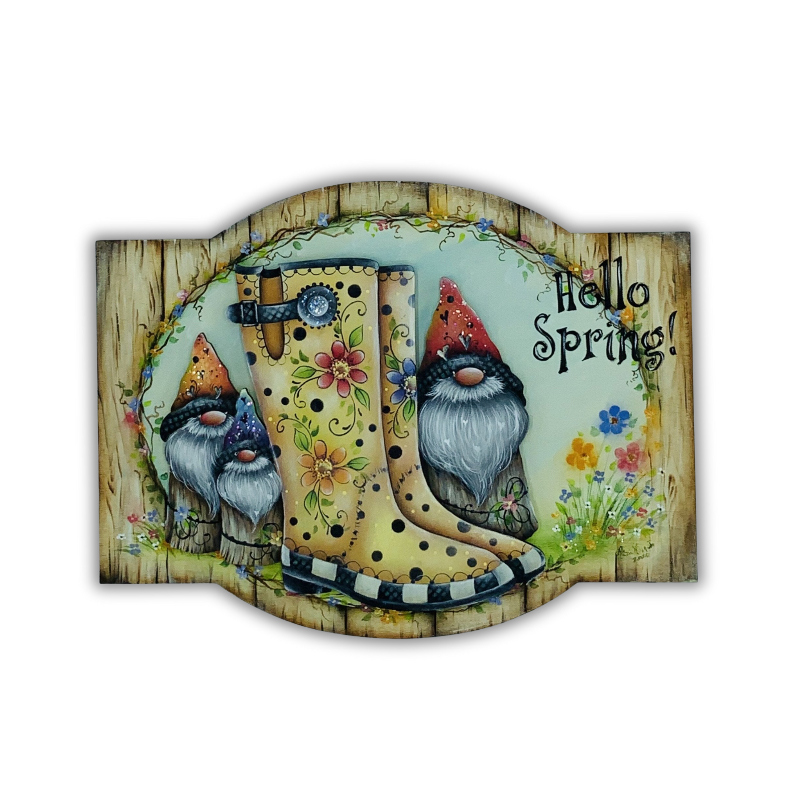 Videolezione Hello spring!Boots and gnomes Design by Jamie Mills Price Out of the Wood