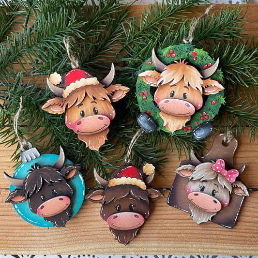 Mucca Highlander ornament Out of the Wood