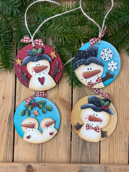 Snow happy ornament Out of the Wood