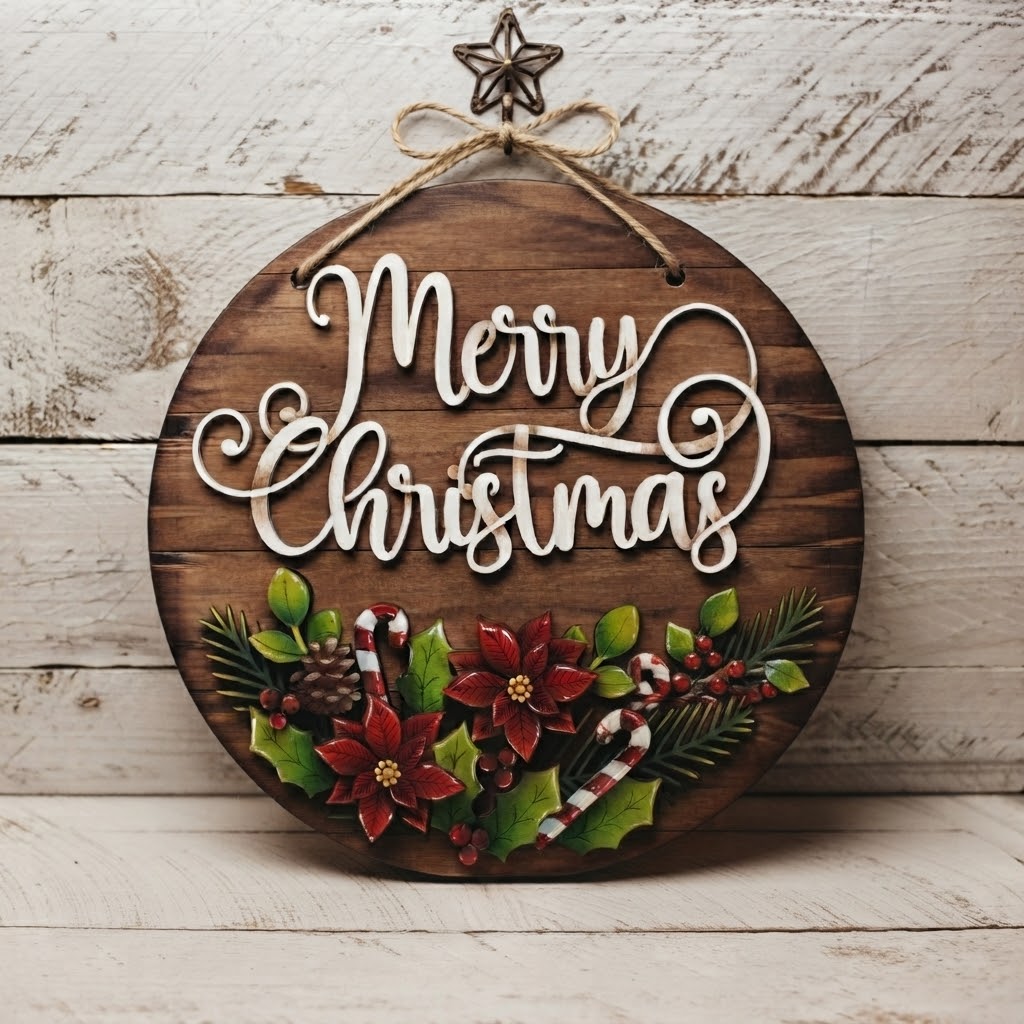 Fuoriporta  Merry Christmas stella di Natale Out of the Wood