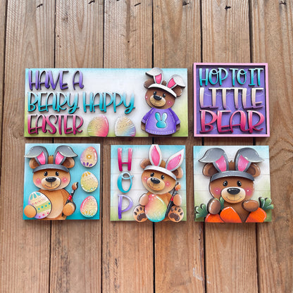Set orsi Pasqua inserto quadrati grandi 10x10 Out of the Wood