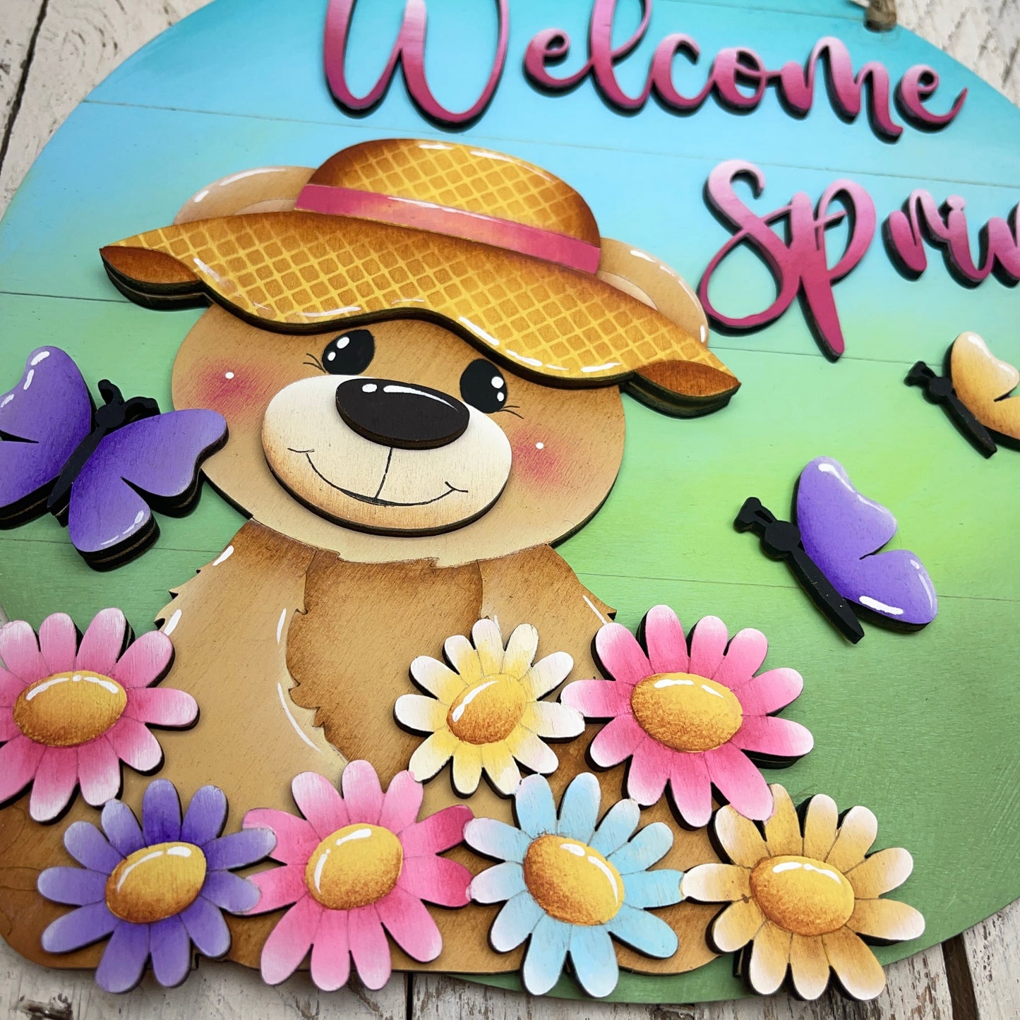 Fuoriporta welcome spring orso con fiori Out of the Wood