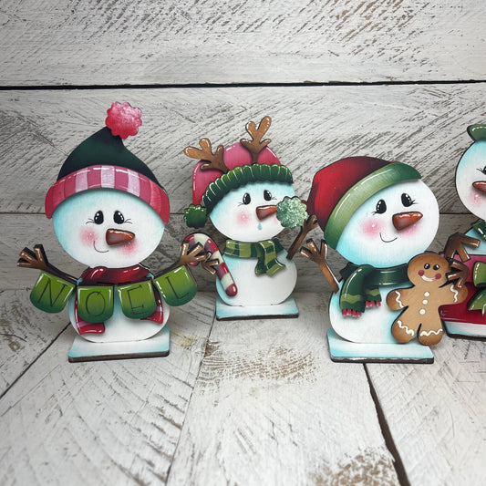 Set  pupazzi di neve  natalizi con piedistallo Out of the Wood