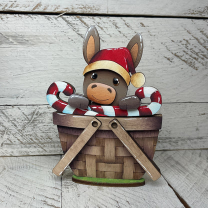 Pannello con asini Natale per cesto intercambiabile Out of the Wood