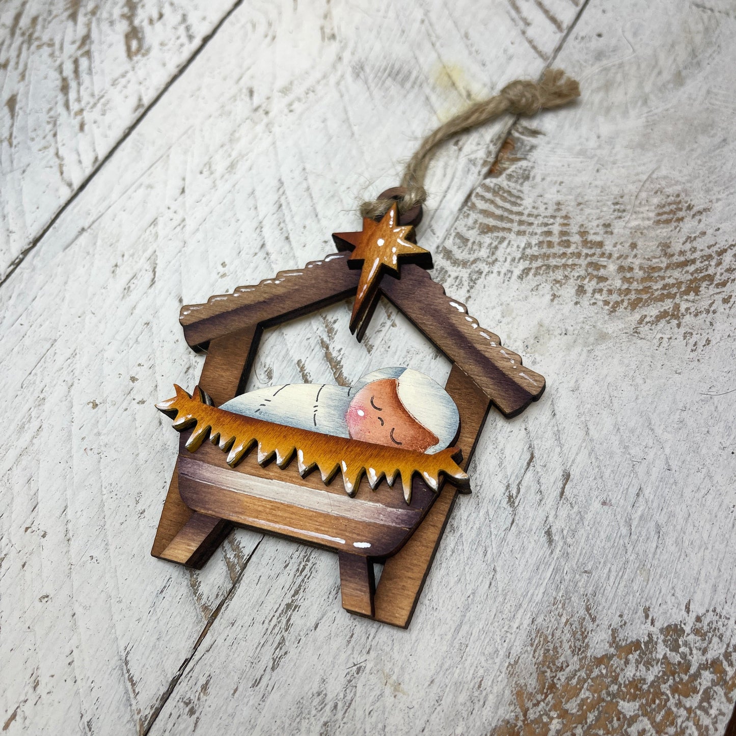 Sweet nativity ornament 2 Out of the Wood
