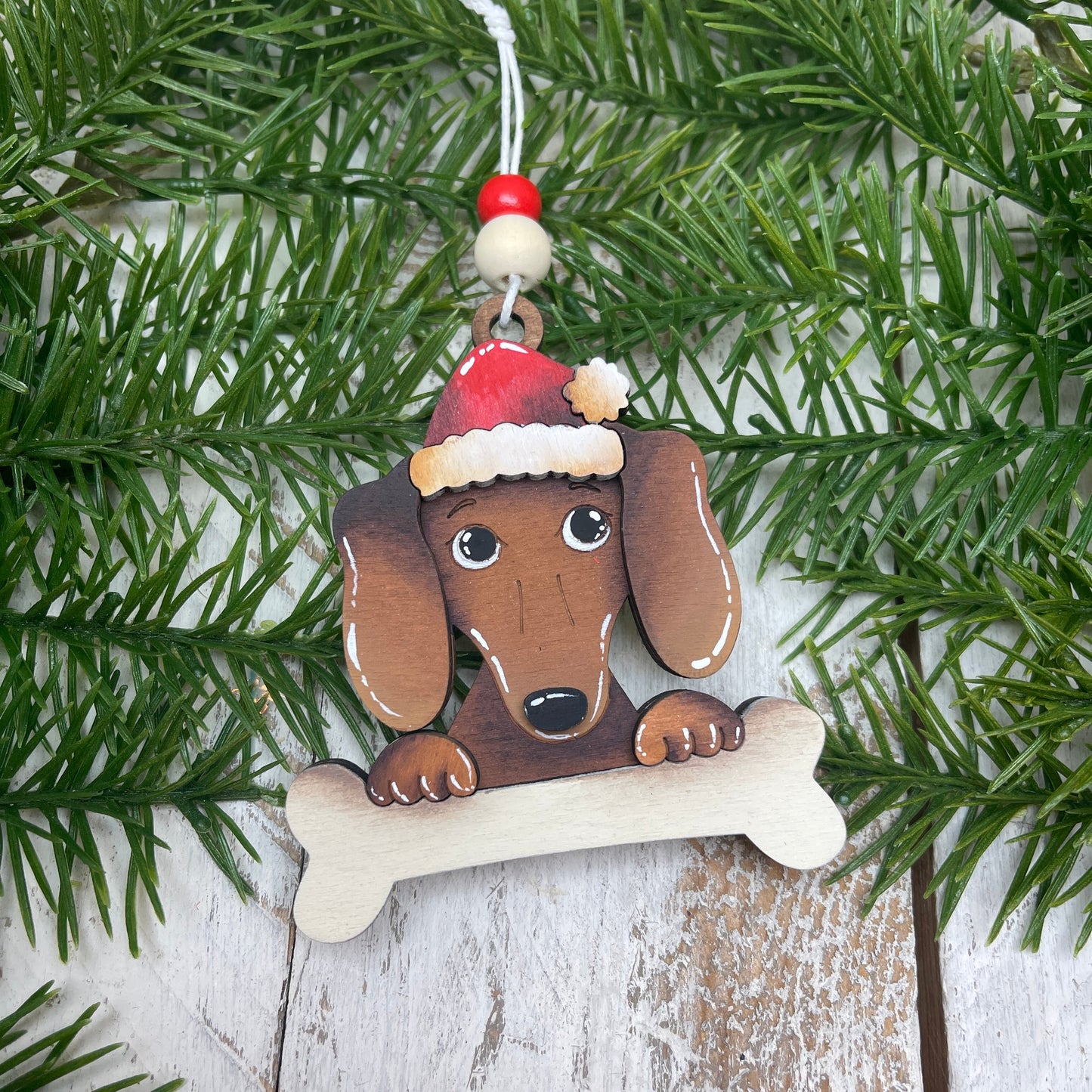 Dog Christmas Ornament Out of the Wood