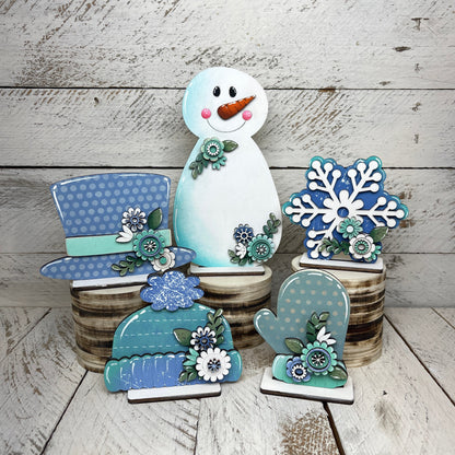 Winter Snowman floreal Out of the Wood