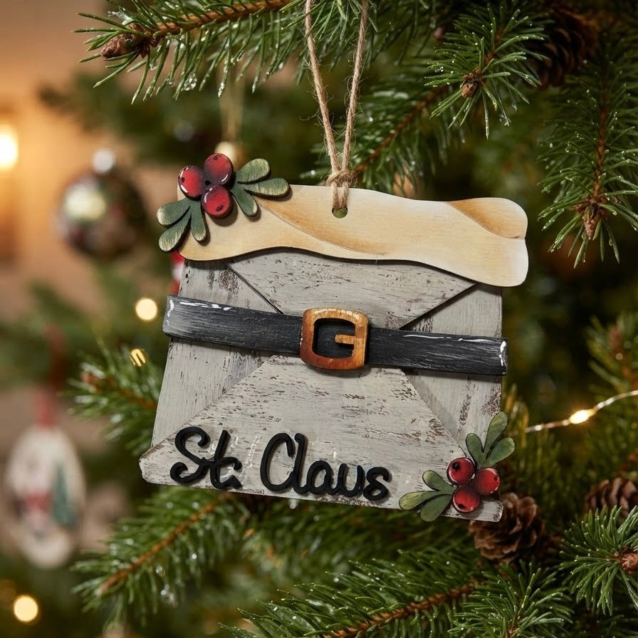 Ornament busta santa claus Out of the Wood