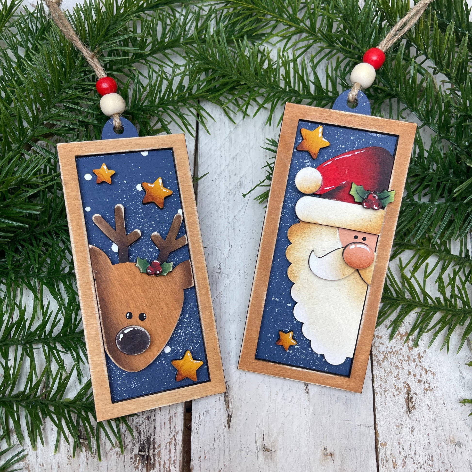 Block santa and Reindeer Out of the Wood