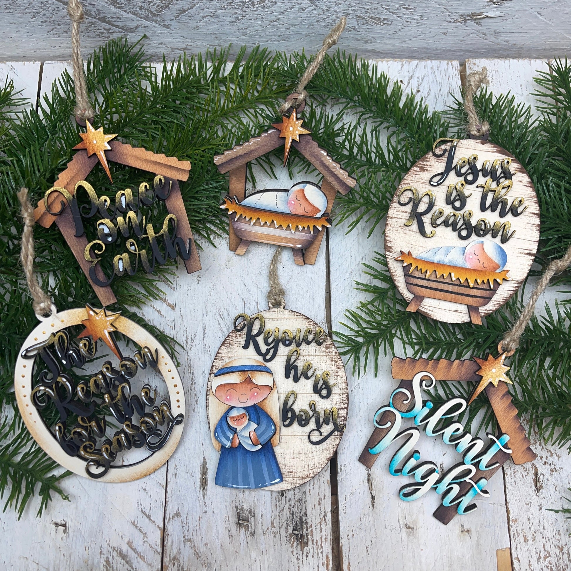 Sweet nativity ornament 2 Out of the Wood