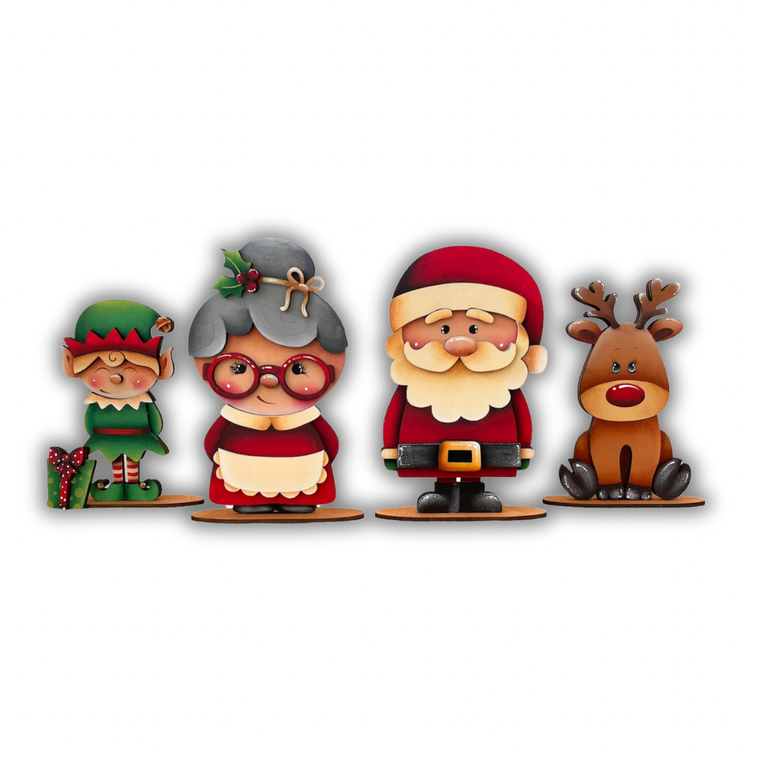 Mr & Mrs Claus, rudolf, elfo  con piedistallo Out of the Wood