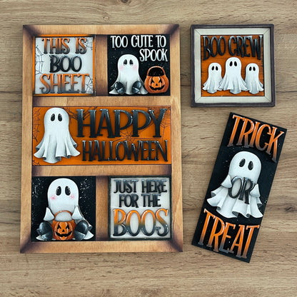 Set fantasmi Halloween inserti quadrati grandi 10x10 Out of the Wood