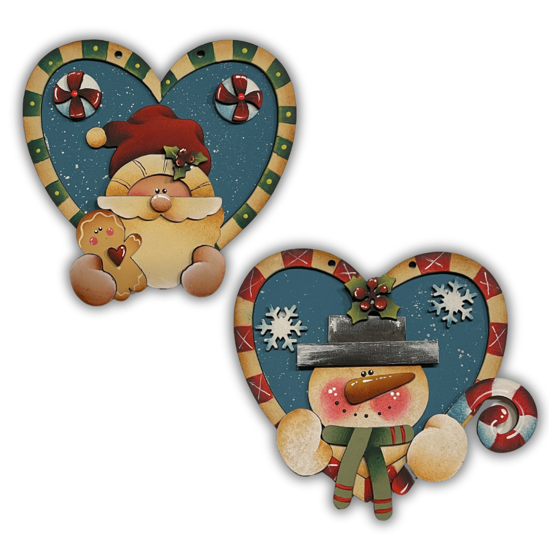 Candy cane heart ornaments Out of the Wood