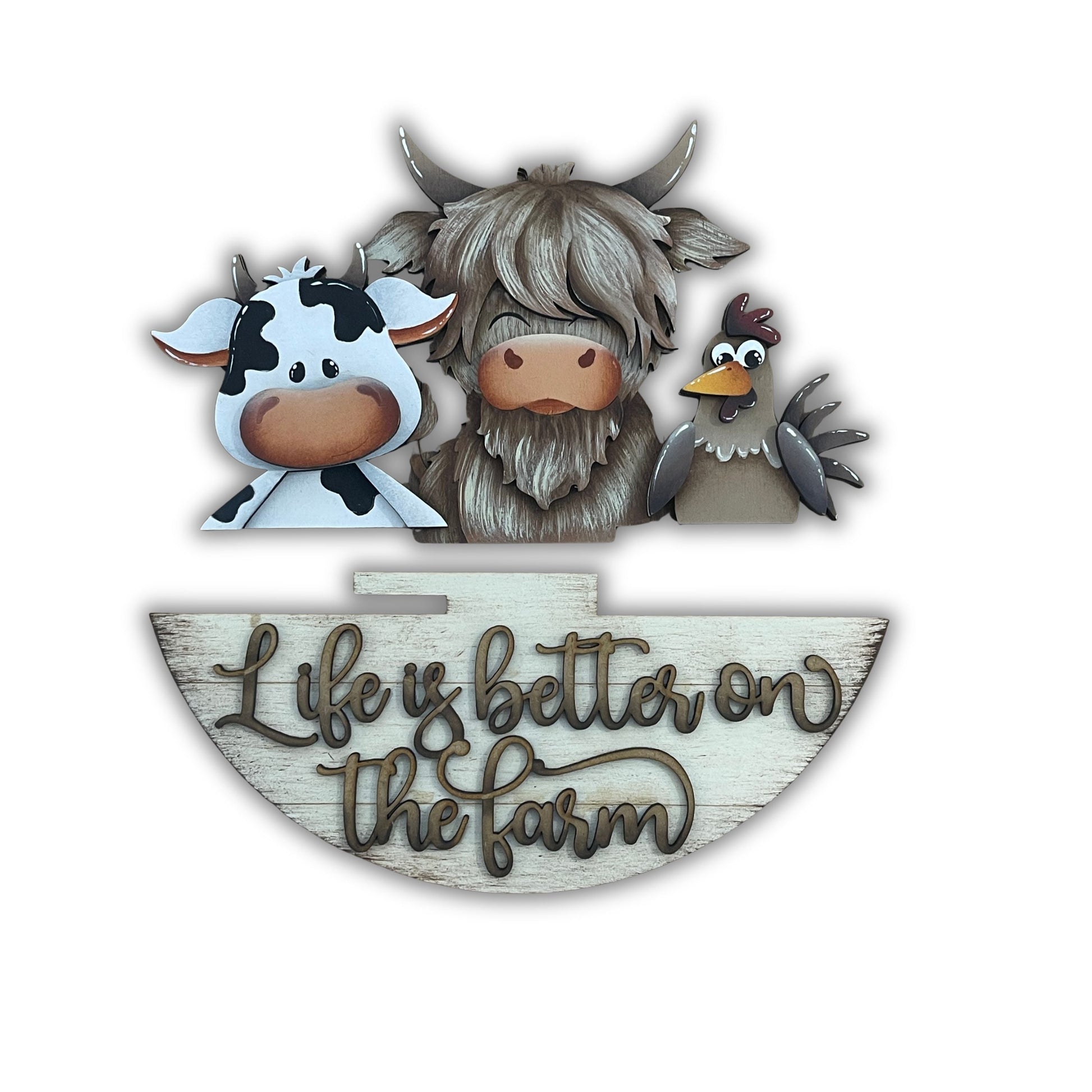 Fuoriporta banner intercambiabile  con animali fattorie Out of the Wood