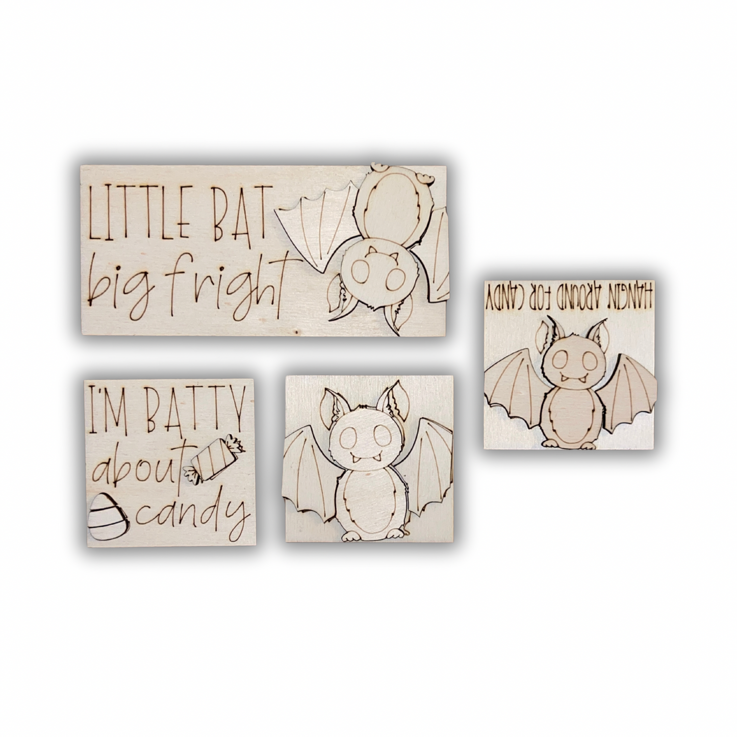 Set pipistrelli inserti quadrati piccoli 6x6 Out of the Wood