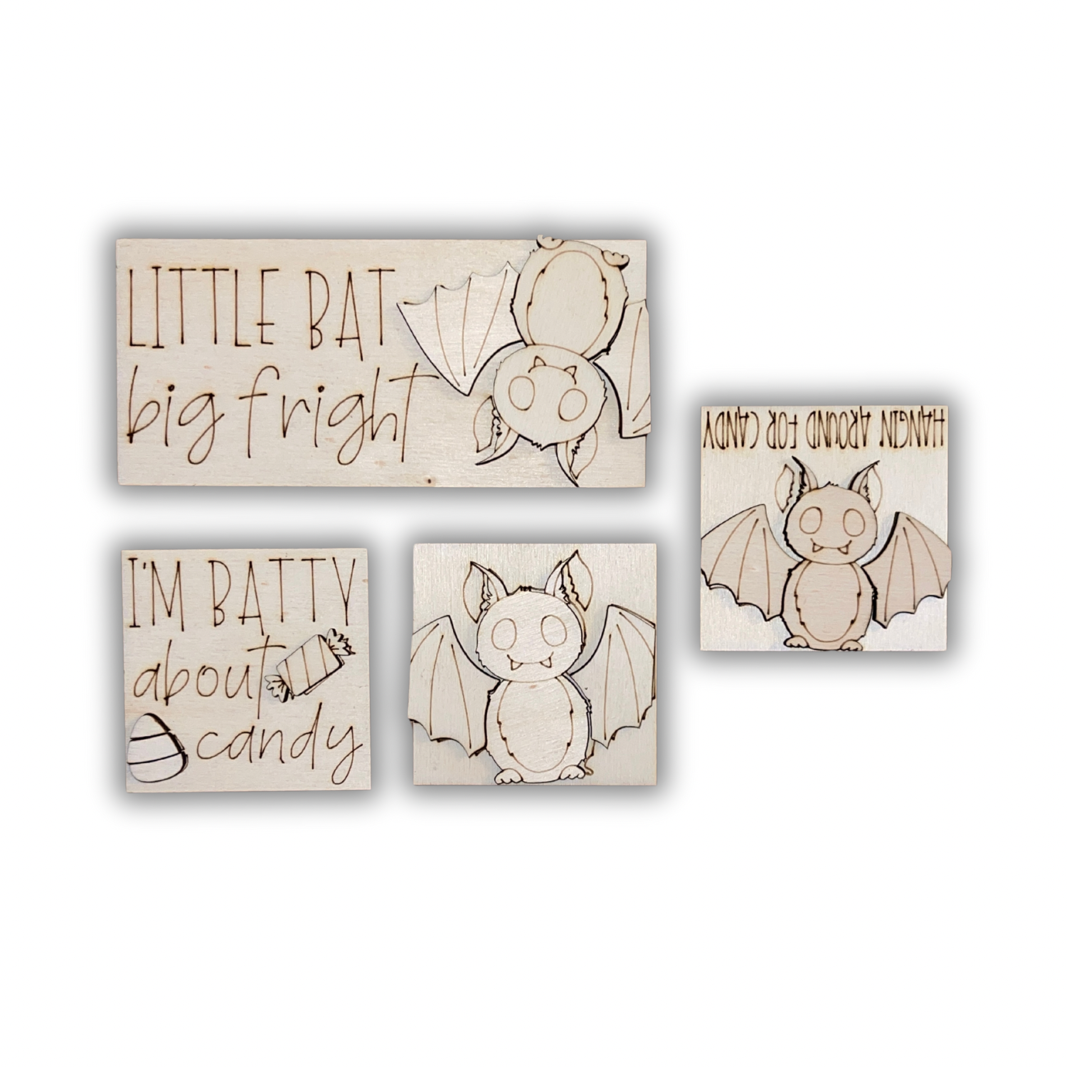Set pipistrelli inserti quadrati piccoli 6x6 Out of the Wood