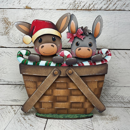 Pannello con asini Natale per cesto intercambiabile Out of the Wood