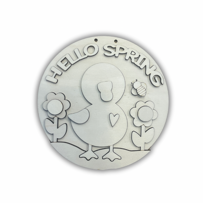 Fuoriporta tondo Hello spring anatra