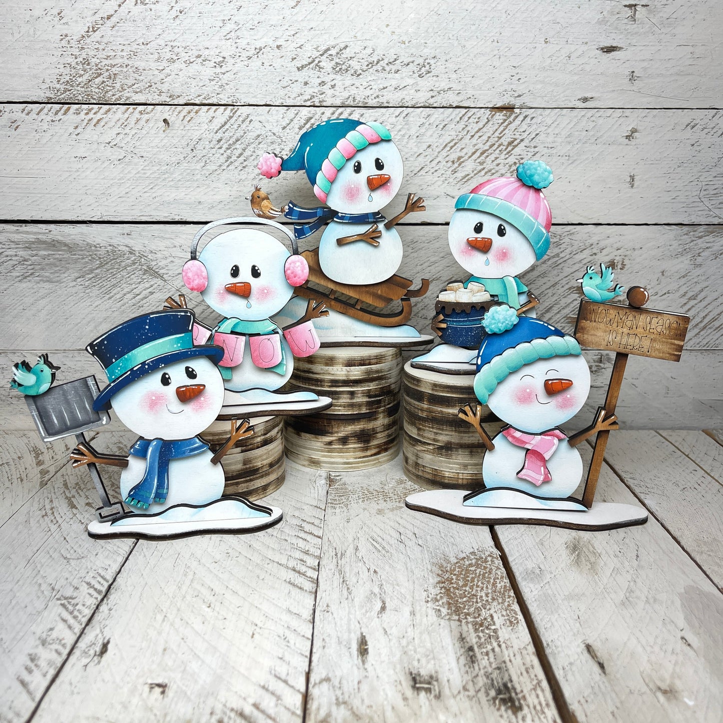 Pupazzi di neve  invernali  con piedistallo Out of the Wood