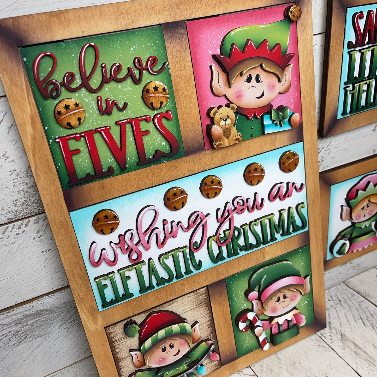 Set elfi natalizi inserti quadrati grandi 10x10 Out of the Wood