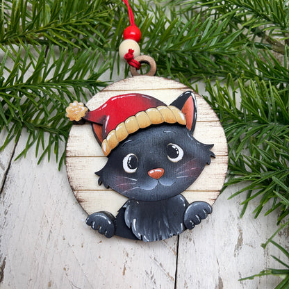 Ornament Sweet Christmas kitty Out of the Wood