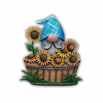 Gnomo su secchio con girasoli Out of the Wood