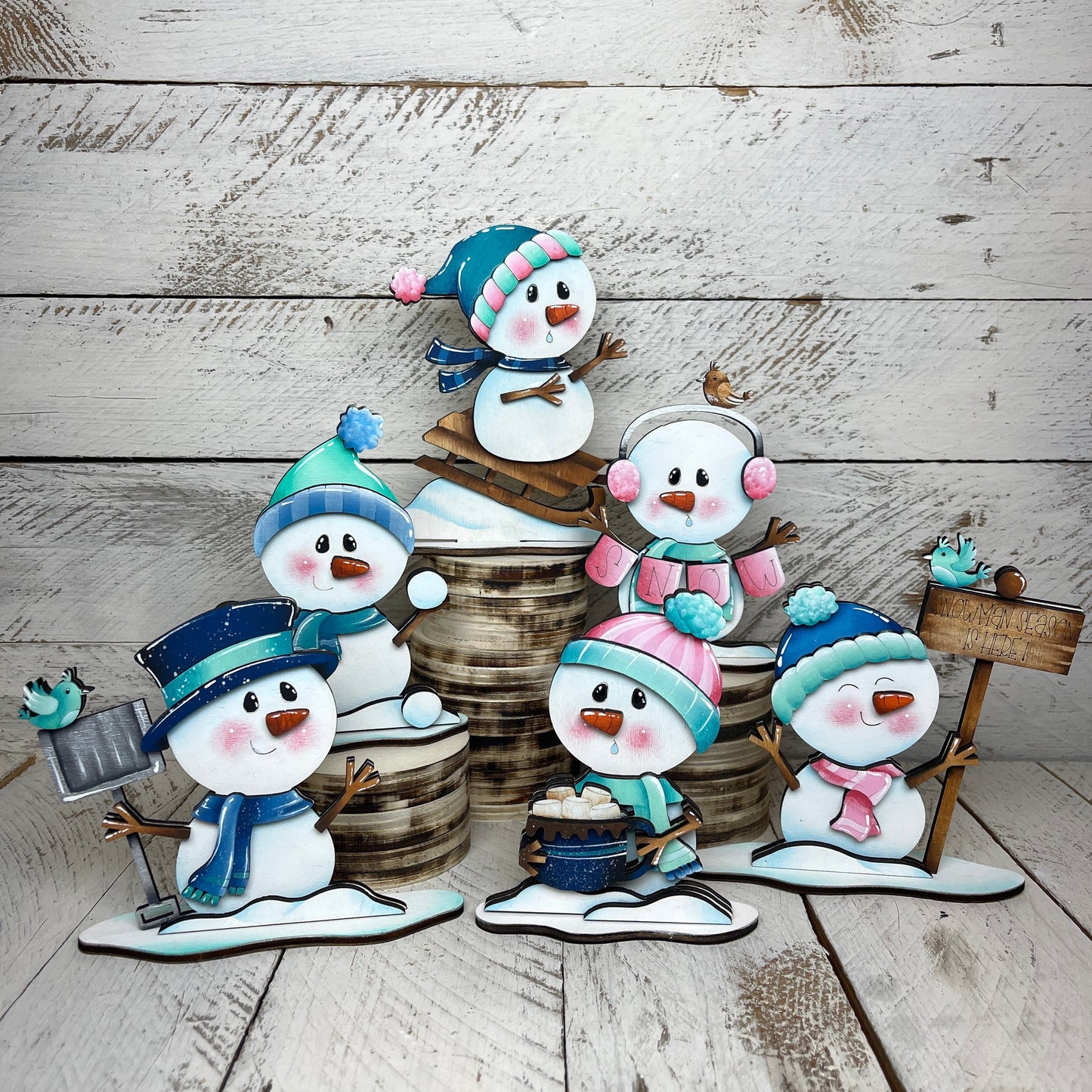 Pupazzi di neve  invernali  con piedistallo Out of the Wood