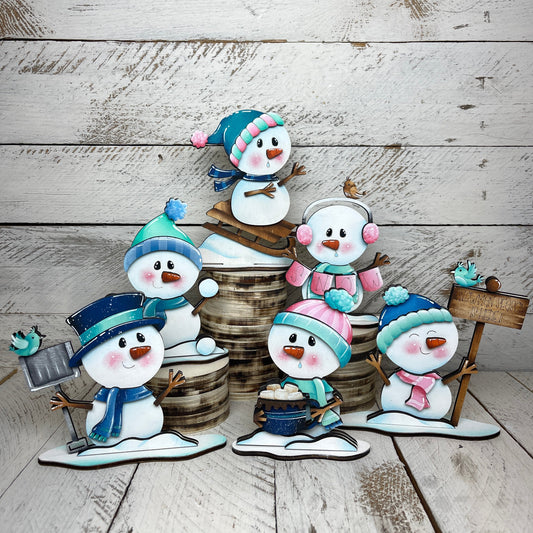 Pupazzi di neve  invernali  con piedistallo Out of the Wood