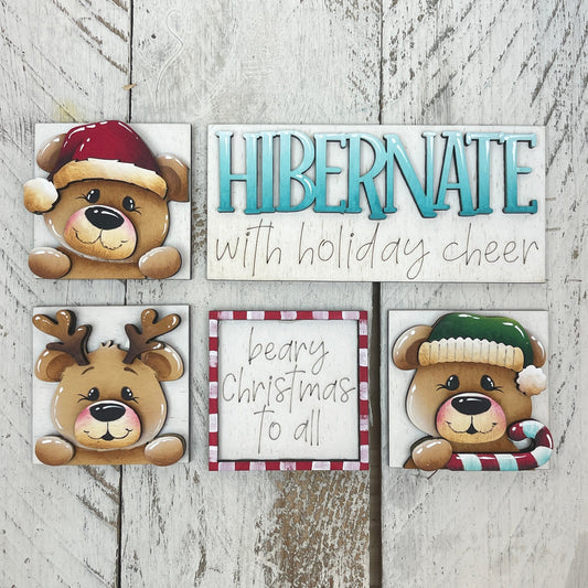 Set orsi natale inserti quadrati piccoli 6cmx6cm Out of the Wood