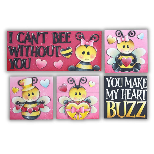 Set api San Valentino  inserto quadrati grandi 10x10 Out of the Wood